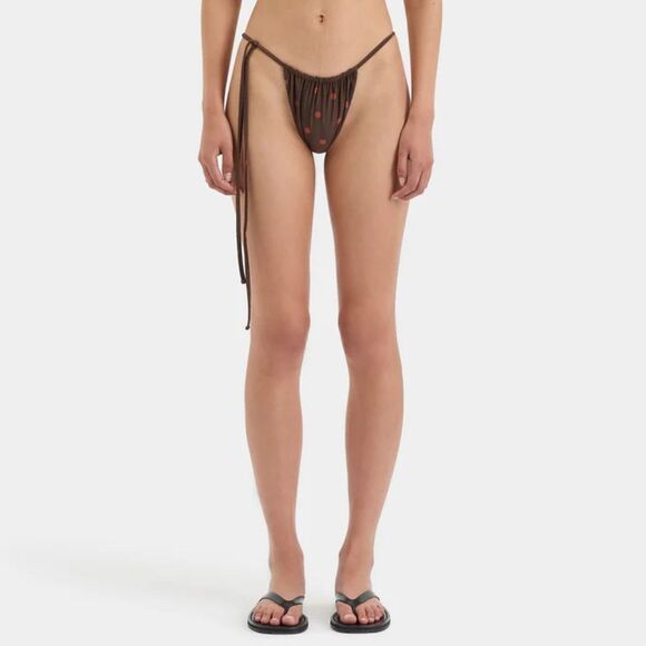 SIR. Swim Jeanne Chocolate Brown String Brief Bikini Bottom Size US 8 - Picture 9 of 9